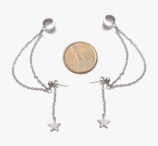 Dangling Chains with Star Ear Cuff